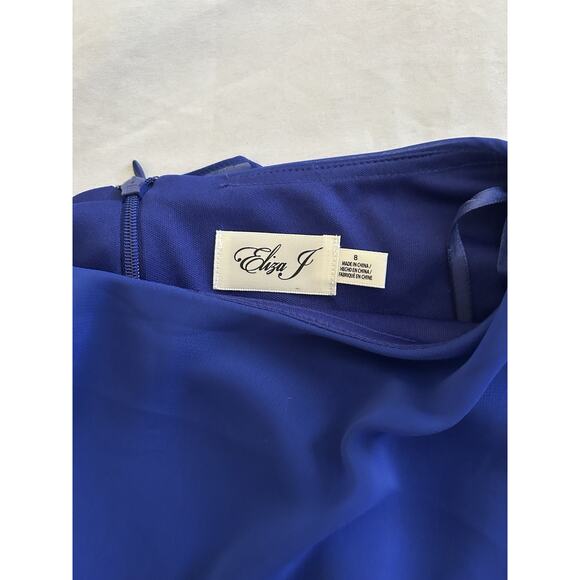 Eliza J Sheer Overlay Sheath Dress Womens Size 8 Blue Classic Party NWT - Picture 3 of 8